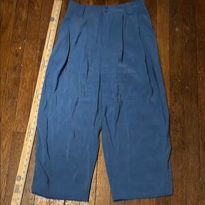 ANTHROPOLOGIE Cropped Pleated Trousers Women's Size 4 Blue